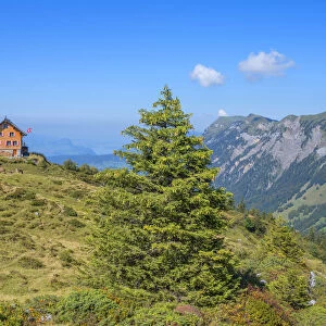 Lidernen hut at Chaiserstock mountain range, Riemenstalden, Glarner Alps, canton Schwyz, Switzerland