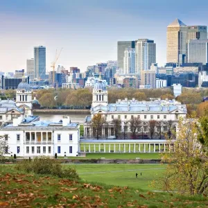 Autumn Print of Royal Greenwich Park and Canary Wharf, London Autumn Print of Royal Greenwich Park and Canary Wharf, London