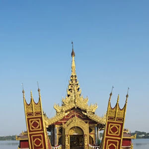Mandalay, Myanmar (Burma). Pyi Gyi Mon Royal Barge in the Kandawgyi lake