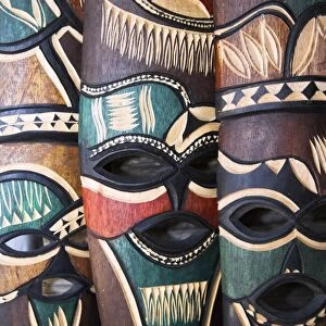 Masks for sale in the handicrafts market at Okahandja, Namibia