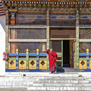 A monk in Kurjee Zangdopelri, Jakar, Bumthang District, Bhutan