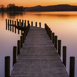 Monks Head Jetty at Sunset, Lake District National Park, Cumbria, England
