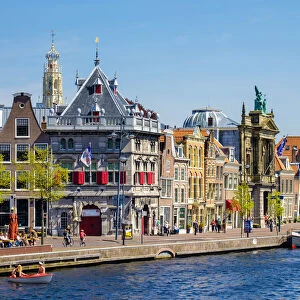 Netherlands, North Holland, Haarlem. Buildings along the Spaarne River