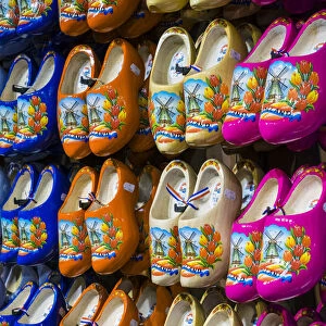Netherlands, North Holland, Zaandam. Wooden shoes, clogs for sale in the village of