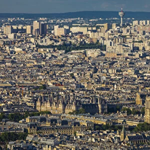 Notre Dame Cathedral & Hotel de Ville from Montparnasse Tower, Paris, France