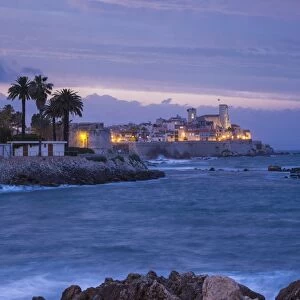 Old town and sea wall in Antibes, Alpes-Maritimes, Provence-Alpes-Cote D Azur, French Riviera