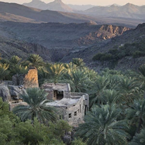 Oman, Ad Dakhiliyah region, Al Hamra, Misfat Al Abreen, An old house made of stone