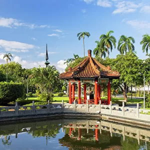 Pagoda and pond in 228 Peace Memorial Park, Taipei, Taiwan
