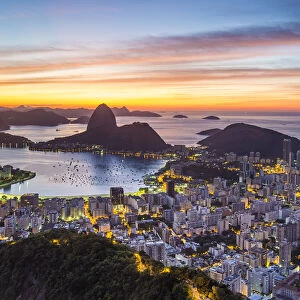 Pao Acucar or Sugar loaf mountain and the bay of Botafogo, Rio de Janeiro, Brazil