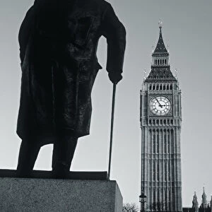 Parliament and Churchill statue, London, England