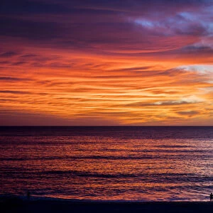 People on Bondi Beach at dawn, Sydney, New South Wales, Australia