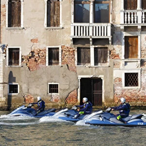 Police on jetski, Canal Grande, Venice, Veneto, Italy, Europe