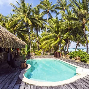 Poolside of luxury resort, Bora Bora, French Polynesia