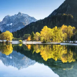 Prisojnik and Mali Razor Reflecting in Jasna Lake, near Kranjska Gora, Slovenia, Europe