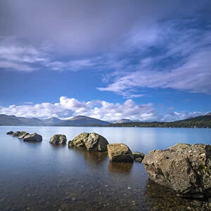 Rocks in Milarrochy Bay against sky, Loch Lomond, Loch Lomond and The Trossachs National