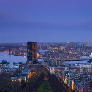 Rotterdam & Erasmus Bridge from Euromast tower, Rotterdam, Holland