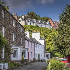 Row of houses in Portee Harbor, Isle of Skye, Highlands, Scotland, Great Britain