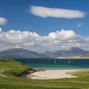 Sailboats off Horgabost Beach, Isle of Harris, Outer Hebrides, Scotland