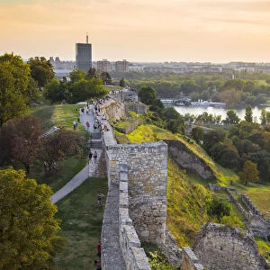 Serbia, Belgrade, Kalemegdan Park, Belgrade Fortress and confluence of the Sava