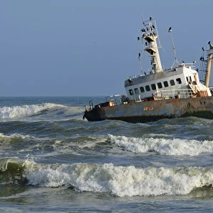 Shipwreck on Skeleton Coast near Henties Bay, Atlantic coast, Namibia, Africa