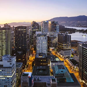 Skyline at sunset, Vancouver, British Columbia, Canada
