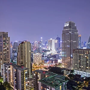 South East Asia, Thailand, Bangkok, a view of Bangkoks business district at night
