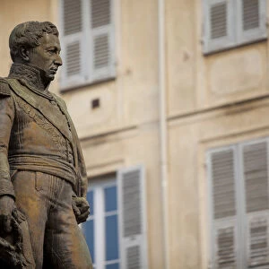 The statue of Pascal Paoli in the main streets and centre of Corte in northern Corsica