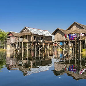 Stilt houses in village on Lake Inle, Nyaungshwe Township, Taunggyi District, Shan State