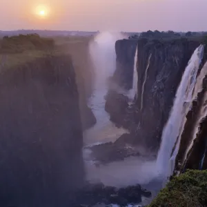 Sunset over the magnificent Victoria Falls