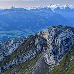 Switzerland, Lucerne, Mount Pilatus looking towards the Bernese Alps