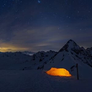 Tenting under the stars, italian alps, Sondrio district, Lombardy, Italy