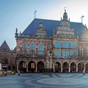 Town hall on the market square at sunrise, Bremen, Germany
