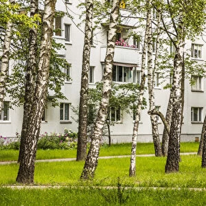 Typical apartment building in the suburbs of Minsk, Belarus