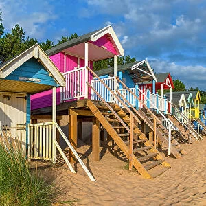 UK, England, Norfolk, Wells-next-the-Sea, Traditional Beach Huts