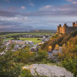 Harlech Castle Print with Snowdonia Landscape Harlech Castle Print with Snowdonia Landscape