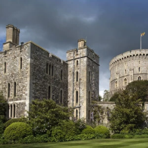 United Kingdom, England, Berkshire, Windsor. The battlements of the palace of Windsor