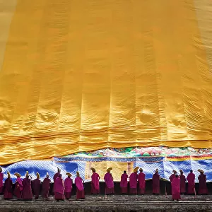 Unveiling the thangka at Monlam, Great Prayer Festival at Labrang Monastery, Xiahe, China
