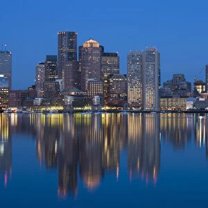 USA, Massachusetts, Boston, Financial District from East Boston
