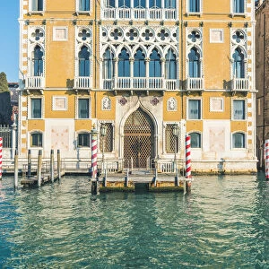 Venice, Veneto, Italy. Gothic waterfront of Palazzo Cavalli-Franchetti