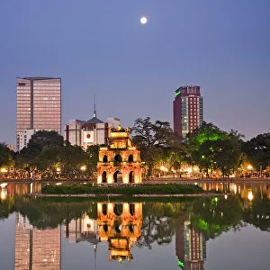 Vietnam, Hanoi, Hoan Kiem Lake and Turtle Pagoda