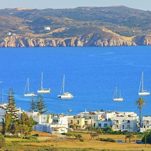 View of Adamas harbour, Adamas, Milos Island, Cyclades Islands, Greece