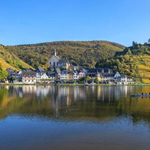 View on Beilstein with castle ruin Metternich, Mosel valley, Rhineland-Palatinate