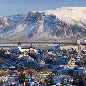 View over Reykjavik in winter, Iceland