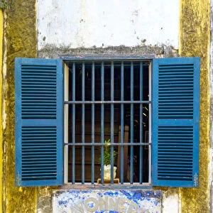 Window with blue shutters in Hoi An Ancient Town, Hoi An, Quang Nam Province, Vietnam