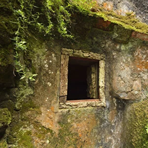 A window of the Convent of the Capuchos, dating back to the 16th century, in the middle