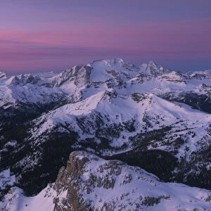 Winter sunrise from the Lagazuoi Hut, Dolomites, Italy