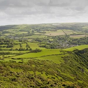 Combe Martin and surrounding countryside on the north Devon coast, UK
