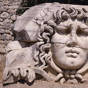 TURKEY, Altinkum, Didyma Temple of Apollo. Carved head of Medusa