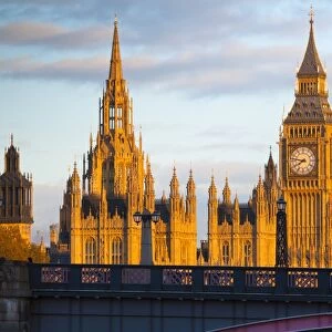 UK, England, London, Houses of Parliament, Big Ben and Lambeth Bridge