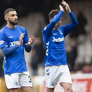 Rangers Players Eros Grezda and Ryan Jack Salute Fans after Motherwell Victory - Scottish Premiership
